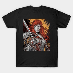 Red Sonja Warrior Comic Art T-Shirt